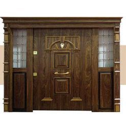 درب ورودی تمام چوب کلاسیک رنگ گردویی کد MA271