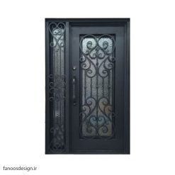درب فلزی، درب حیاطی، درب حیاط، درب نفر رو، درب فرفوژه فلزی، درب فرفوژه لوکس فلزی یک و نیم لنگه کد 508