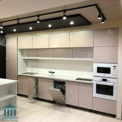 کابینت آشپزخانه ام دی اف سفید طلایی کد 0158 7 کابینت آشپزخانه هایگلاس کد 0158