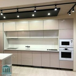 کابینت آشپزخانه ام دی اف سفید طلایی کد 0158 5 کابینت آشپزخانه هایگلاس کد 0158