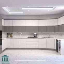 کابینت آشپزخانه ترکیبی پی وی سی و هایگلاس کد 0251