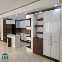 کابینت آشپزخانه ترکیبی ام دی اف و هایگلاس کد 0212