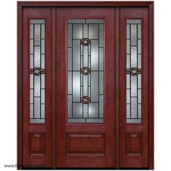 درب لابی تمام چوب سه لنگه رنگ فندقی مدل 21023