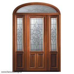 درب لابی چوبی سه لنگه با کتیبه نیم هلال کد 21079