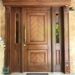 درب لابی چوبی شیشه ای کد 8009
