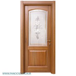 درب کلاسیک چوبی شیشه خور کد 40200