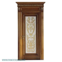 درب کلاسیک چوبی شیشه خور کد 40202