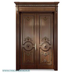 در چوبی راه پله دو لنگه روکش گردو کد 4091