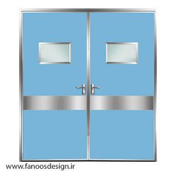 درب پلی وود بیمارستانی دو لنگه استیل خور کد 30461