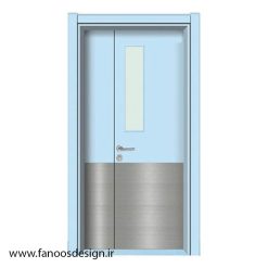 درب پلی وود بیمارستانی یک و نیم لنگه نیم استیل کد 30459
