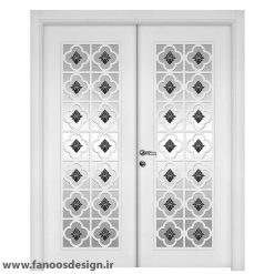 درب MDF کلاسیک شیشه خور دو لنگه کد 30480