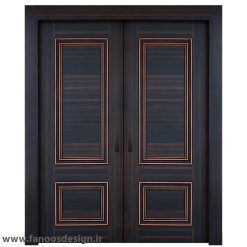 درب چوبی اتاق خواب روکش بلوط دوقاب دو لنگه کد 30650