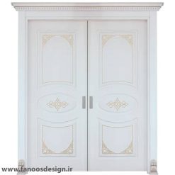 درب چوبی اتاق خواب روکش بلوط دوقاب دو لنگه کد 30652