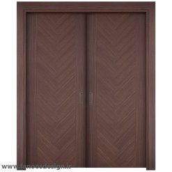 درب چوبی اتاق خواب روکش بلوط جناقی دو لنگه کد 30647