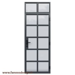 درب فلزی شیشه خور تک لنگه با کتیبه کد 30698