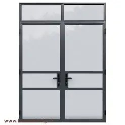 درب آهنی شیشه خور دو لنگه با کتیبه کد 30701