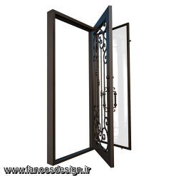 درب نفررو آهنی فرفورژه کد 30709 5 درب لابی آهنی کد 30709