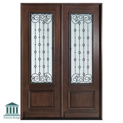 درب چوبی لابی دو لنگه شیشه خور کد 30813