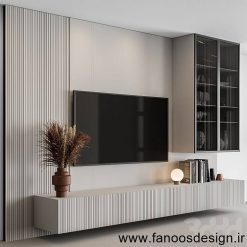 میز تلوزیون دیواری ترموود و همراه با ویترین کد 31060