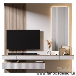 میز تلوزیون دیواری ترموود و هایگلاس کد 31059