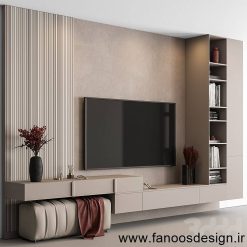 میز تلوزیون دیواری ترموود و ام دی اف ترکیبی کد 31058