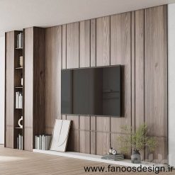 میز تلوزیون دیواری ام دی اف روکش چوب کد 31055