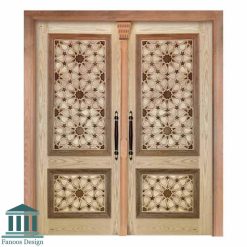 درب تمام چوب مسجد گره چینی روکش راش کد 30399