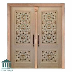 درب چوبی مسجد گره چینی روکش راش کد 30403