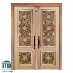 درب مسجد چوبی گره چینی روکش گردو کد 30401