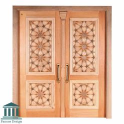 درب چوبی مسجد گره چینی روکش بلوط کد 30400