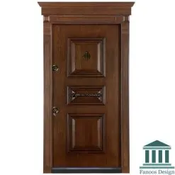 درب ضد سرقت سه قاب کلاسیک روکش راش کد 30410