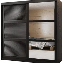 کمد لباس دو درب مشکی سایز 200*180*62 کد 8835