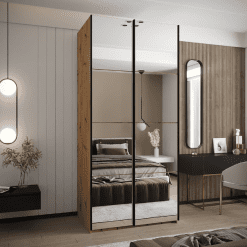 کمد لباس 2 درب ریلی آینه ای سایز 245*110*64 کد 8897