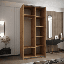 کمد لباس 2 درب ریلی مشکی سایز 245*130*62 کد 8899