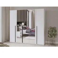 کمد لباس 6 درب وسط آینه سایز 225*210*59 کد 9009