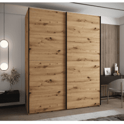 کمد لباس 2 درب کشویی قهوه ای سایز 245*150*64 کد 8909