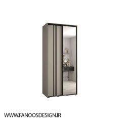 کمد لباس 2 درب کشویی طوسی با آینه وسط کد 8832