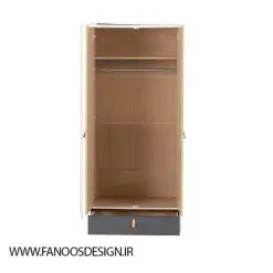 کمد لباس دو درب لولایی یک کشو رنگ کرم سایز 190*80*51 کد 8943
