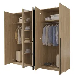 کمد لباس لولایی قهوه ای آینه وسط سایز 225*210*59 کد 9108