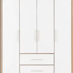 کمد لباس 4 درب و دو کشو سفید رنگ سایز179*148*62 کد 9104