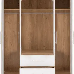 کمد لباس 4 درب و دو کشو سفید رنگ سایز179*148*62 کد 9104