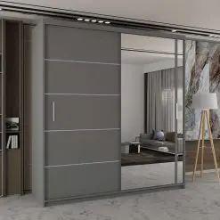 کمد لباس 2 درب کشویی آینه دار سایز 217*180*62 کد 9102