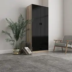 کمد لباس دو درب و دو کشو مشکی سایز 180*75*46 کد 8946