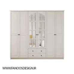 کمد لباس 6 درب و دو دراور آینه وسط سایز 210*210*52 کد 8955