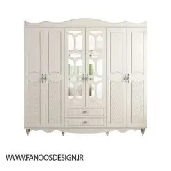 کمد لباس 6 درب و دو دراور آینه وسط سایز 202*190*52 کد 8961
