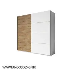 کمد لباس 2 درب کشویی نسکافه ای سفید سایز 270*201*61 کد 8853