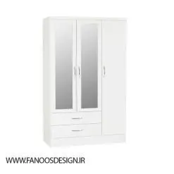 کمد لباس 3 درب و 2 کشو سفید سایز 180*116*52 کد 9100