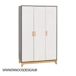 کمد لباس 3 درب نوک مدادی سفید سایز 192*118*52 کد 8858