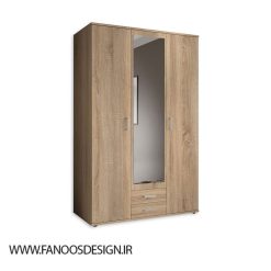 کمد لباس 3 درب و دو کشو قهوه ای سایز 196*123*53 کد 9061