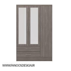 کمد لباس 3 درب و دو کشو قهوه ای سوخته سایز 182*116*52 کد 8922